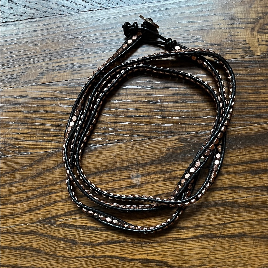 Black And Copper Studded Wrap Bracelet